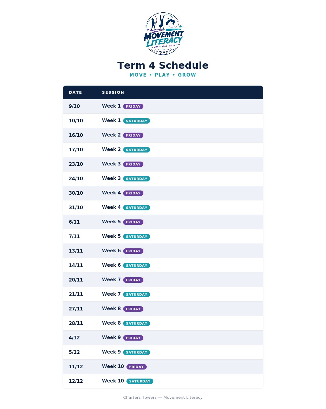 Term 4 2026 Class Dates – Movement Literacy